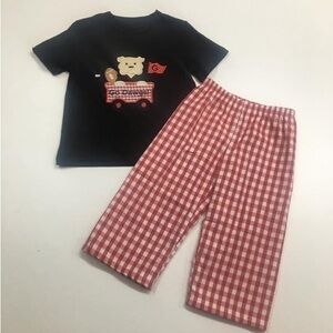 Nwot Boutique Georgia Bulldogs Shirt & Gingham Pants